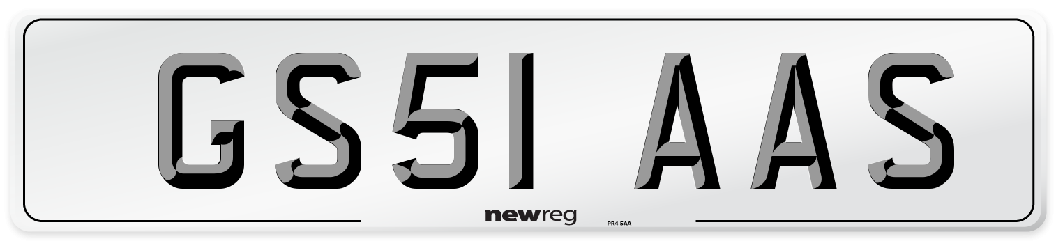 GS51 AAS Number Plate from New Reg